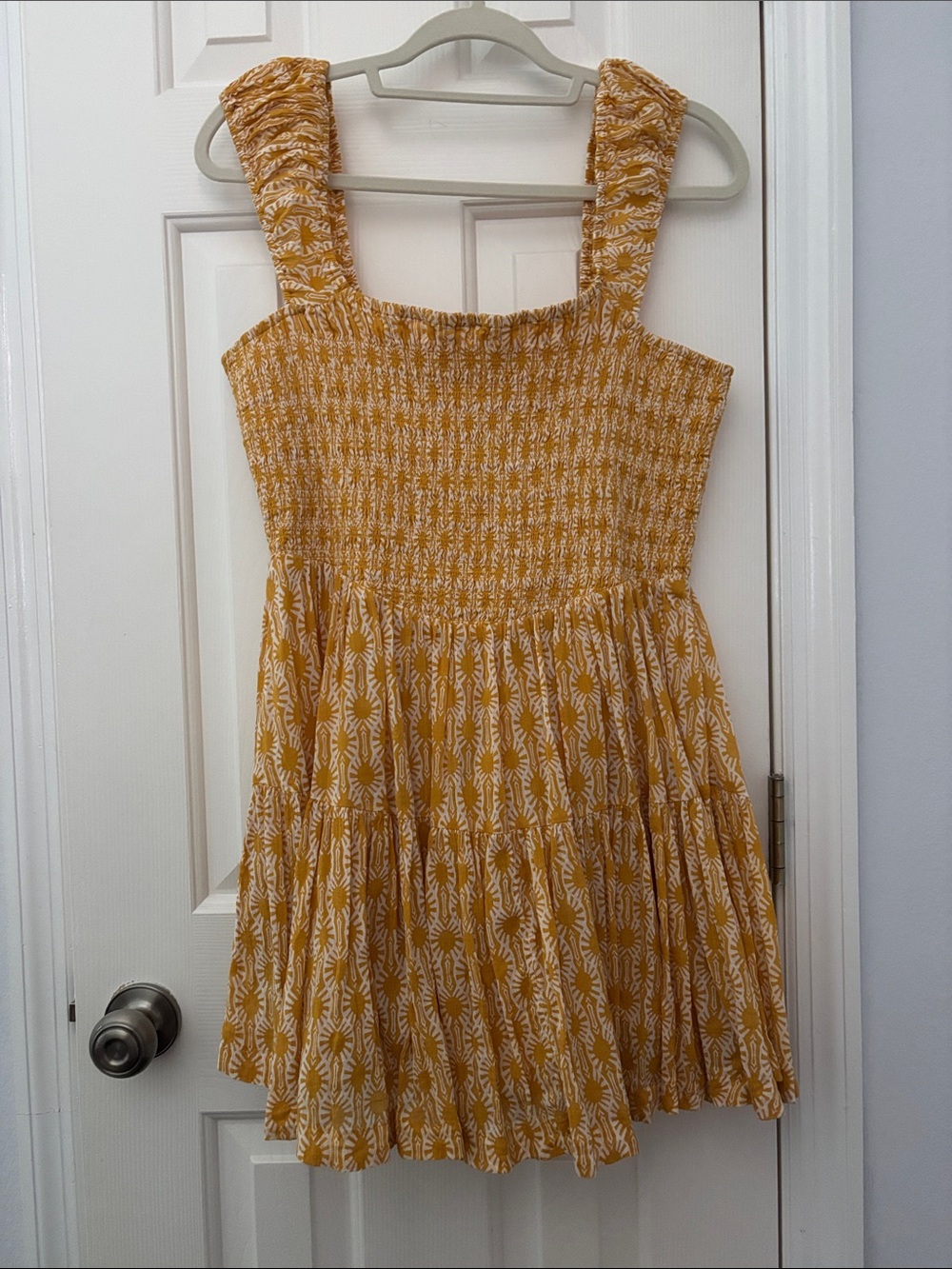 Free People Smocked Sundress Sweet Annie Dress in Sunshine- size large